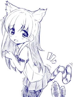🌵 gadis anime, telinga kucing, kawaii, manga, imut, ilustrasi, kartun telegram sticker