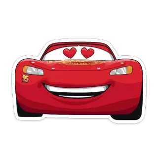 😍 Lightning McQueen Cars coche, amor, animado, disney, rojo telegram sticker