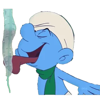 🍧 Smurf Cartone animato, Puffo, Leccare, Lingua, Blu telegram sticker