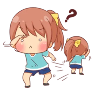 ❓ アニメガール, ちび, 困惑, はてなマーク, かわいい, 漫画, アニメ telegram sticker