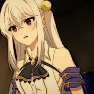 🍪 anime girl, white hair, red eyes, character, cute, animation telegram sticker