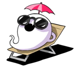 😎 spook, zomer, strand, ontspanning, cartoon, zonnebril, paraplu telegram sticker