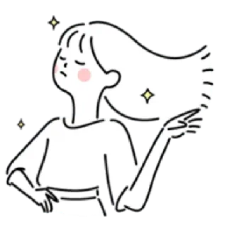 😌 Frau, Cartoon, Mädchen, Pose, Haare, Glitzer whatsapp sticker