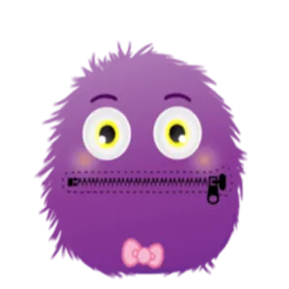 😐 viola, mostro, soffice, cerniera, fiocco, carino telegram sticker