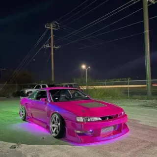 💟 auto, rosa, veicolo, auto sportiva, automobile, tuning, notte, luci telegram sticker