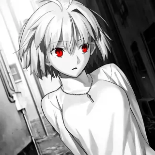 ❤️ Anime, Manga, Personaggio, Illustrazione, Arte digitale, Occhi rossi, Capelli bianchi telegram sticker