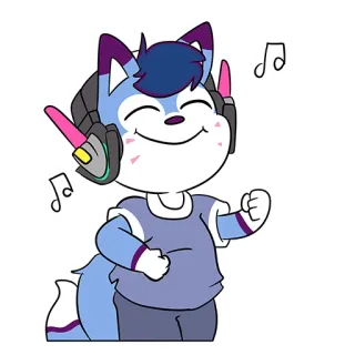 🎧 anthropomorphic, fox, headphones, dancing, music, cartoon telegram sticker