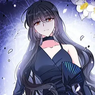 👍 애니메이션, 소녀, 여자, 드레스, 긴 머리, 초커 telegram sticker