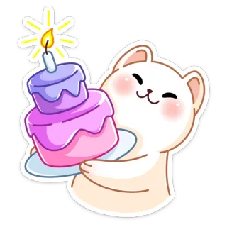 🎂 кот, торт, день рождения, праздник, милый, животное, десерт telegram sticker
