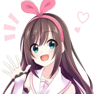 👋 Kizuna AI Anime, Youtuber Virtual, Kawaii, VTuber, Kizuna Ai, Garota, Rosa whatsapp sticker