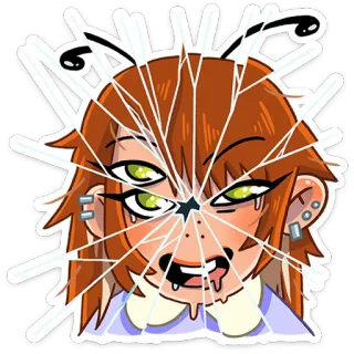 🐝 Anime, Adesivo, Personaggio, Manga, Vetro rotto, Arte digitale whatsapp sticker