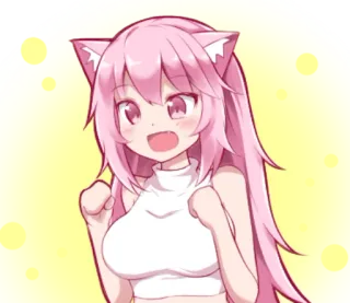 😄 fille chat, animé, mignon, rose, kawaii telegram sticker