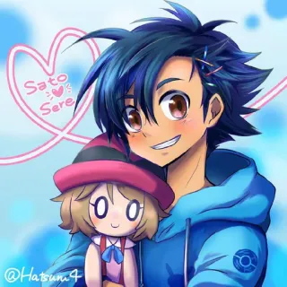 ❤️ Ash Ketchum Pokemon SatoSere Покемон, Аниме, Мультфильм, Персонаж, Фанатское творчество whatsapp sticker