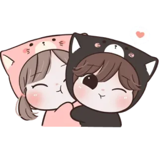 ☁️ kartun, imut, pasangan, cinta, stiker, animasi, kawaii whatsapp sticker