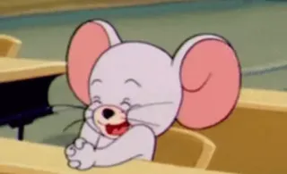 🤍 Jerry Mouse Tom and Jerry 만화, 쥐, 웃긴, 행복한, 웃음, 애니메이션 telegram sticker