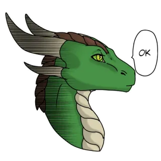 😶 OK dragon, vert, reptile, fantaisie, animal, ok, bulle de dialogue whatsapp sticker