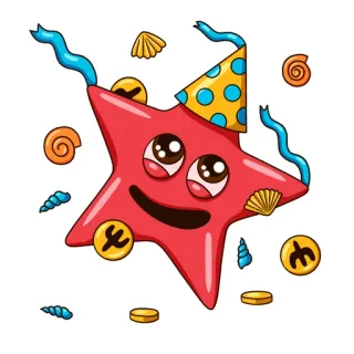 🥳 海星, 派对, 庆祝, 海, 贝壳, 可爱, 卡通 telegram sticker