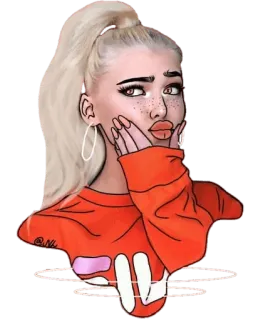 🤨 여자, 만화, 금발, 인물 사진, 소녀, 일러스트 telegram sticker