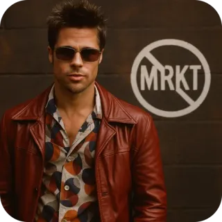 🫥 Tyler Durden Fight Club MRKT 泰勒·德顿, 搏击俱乐部, 布拉德·皮特, mrkt, 反资本主义, 电影, 90年代电影 telegram sticker