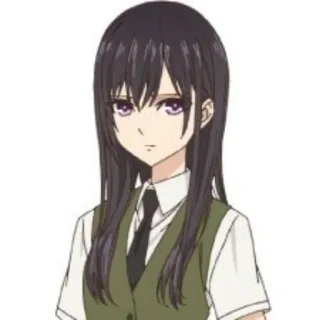 😏 anime, girl, character, purple eyes, black hair whatsapp sticker