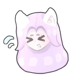 😹 แมว, อนิเมะ, คาวาอิ, น่ารัก, ผู้หญิง, หู, สีม่วง whatsapp sticker