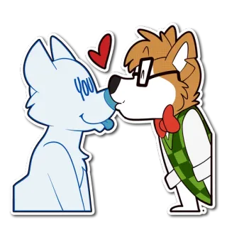 ❤ You Furry, Amor, Antropomórfico, Beso, Lindo, Dibujos animados telegram sticker