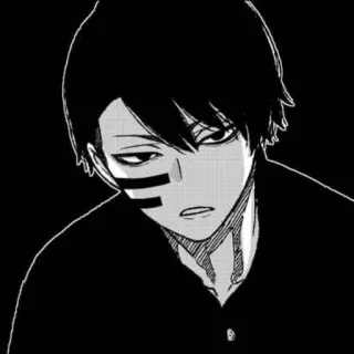 😟 Anime, Manga, Personnage, Noir et blanc, Mâle, Sérieux telegram sticker
