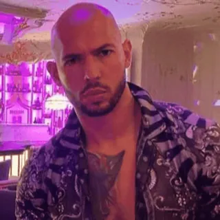 😠 Andrew Tate Mann, kahlköpfig, Porträt, Influencer whatsapp sticker