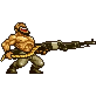 😆 Pixel art, Soldato, Arma, Mitragliatrice, Militare, Azione, Gioco telegram sticker