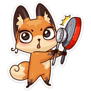 😠 fox, cartoon, cooking, pan, cook, kitchen, angry whatsapp sticker