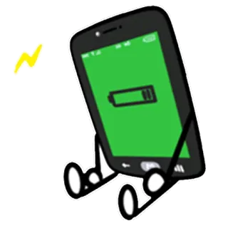 😞 Handy, Akku, Laden, Cartoon, Mobiltelefon, Technologie, Digital, Telefon whatsapp sticker