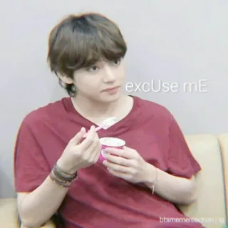 🤡 excUse mE kpop, v, bts, excuse me, funny, meme, idol, eating telegram sticker
