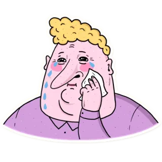 😢 weinen, tränen, traurig, emotionen, illustration, cartoon telegram sticker