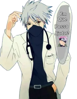 😄 Kakashi Naruto Em Que Posso Ajudar? kakashi, naruto, anime, arzt, manga, sticker whatsapp sticker
