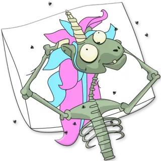 💭 unicorn, skeleton, cartoon, fantasy, funny, monster, zombie, creepy whatsapp sticker
