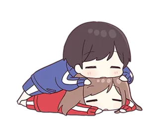🌟 Desenho animado, Anime, Fofo, Casal, Chibi, Deitado telegram sticker
