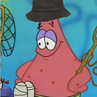 😈 Patrick Star SpongeBob SquarePants Мультфильм, Патрик Стар, Губка Боб, Шляпа, Nickelodeon telegram sticker