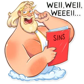 🤓 WELL, WELL, WEEEII... cartoon, zeus, sins, well, funny telegram sticker