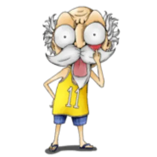 😜 cartoon, old man, offensive gesture, middle finger, funny, silly telegram sticker