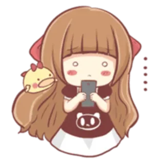 😯 Cartoon, Mädchen, Küken, Süß, Aufkleber, Anime telegram sticker