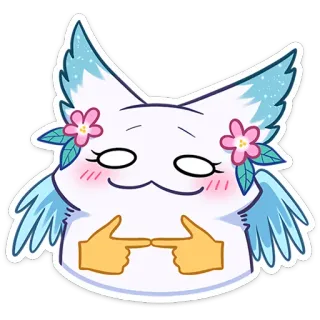 🥺 schattig, kawaii, personage, vleugels, bloemen telegram sticker