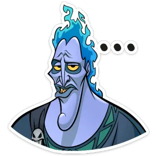 🤨 Hades Hercules cartoon, disney, villain, blue, fire whatsapp sticker
