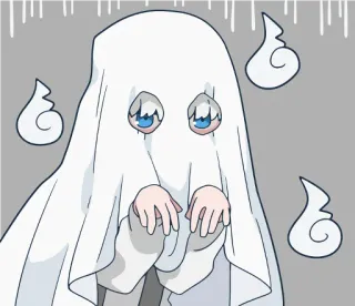 👻 duch, prześcieradło, słodki, anime, kreskówka, smutny telegram sticker