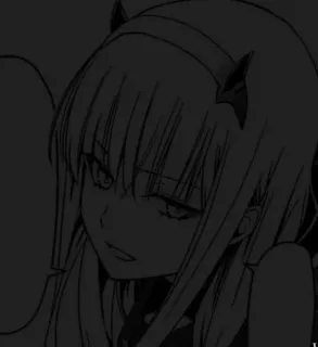🖤 Zero Two Darling in the Franxx Anime, Garota, Chifres, Diabo, Zero Two telegram sticker