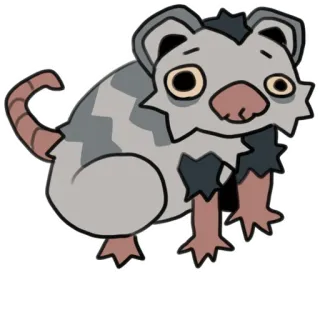 😐 opossum, animal, cartoon, cute, marsupial, wildlife telegram sticker