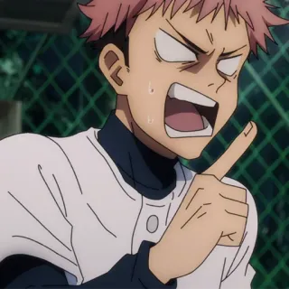 💥 Itadori Yuji Jujutsu Kaisen anime, personaggio, arrabbiato, espressione telegram sticker