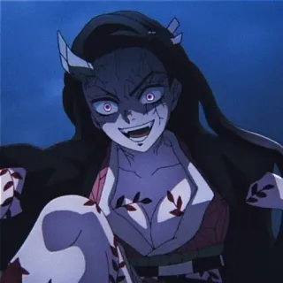 🌺 Nezuko Kamado Demon Slayer 禰豆子, 鬼滅の刃, アニメ, 鬼, 笑顔, キャラクター telegram sticker