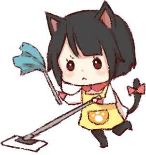 🌪 Кошкодевочка, Горничная, Уборка, Каваий, Аниме, Милый telegram sticker