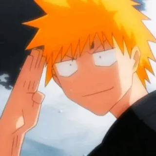 🍁 Ichigo Kurosaki Bleach anime, manga, personaggio, ichigo kurosaki, bleach, saluto, divertente telegram sticker
