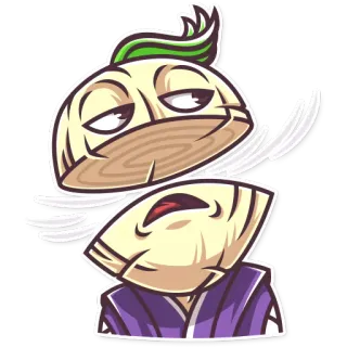 😒 vegetable, funny, cartoon, onion, sleepy, character telegram sticker